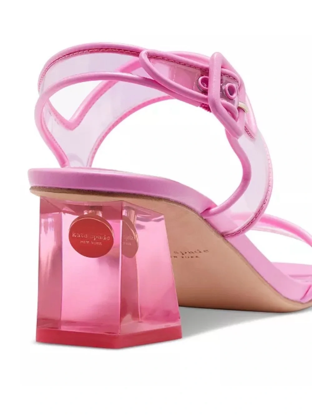 kate spade Milani Lucite Dress Square Toe Sandals Heels Carousel Pink